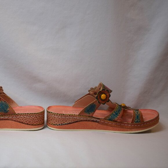 Spring Step L'Artiste Pink Floral Adjustable Slide On Sandals Size 7 - Picture 4 of 6